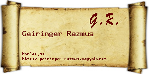 Geiringer Razmus névjegykártya